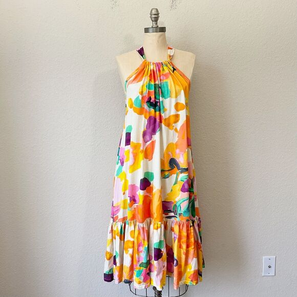 Anthropologie Dresses & Skirts - DAILY PRACTICE by ANTHROPOLOGIE Frida Cross-Back Midi Dress Multi Floral